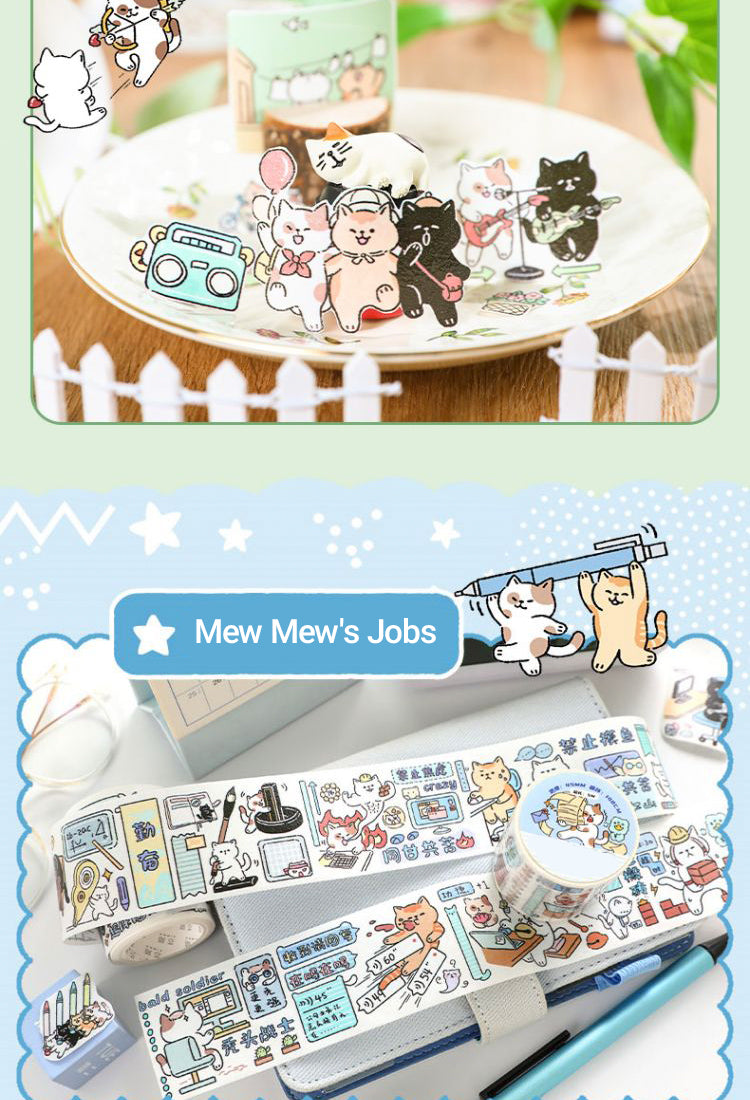 5Mew Mew's Life Cartoon Cat Washi Tape7