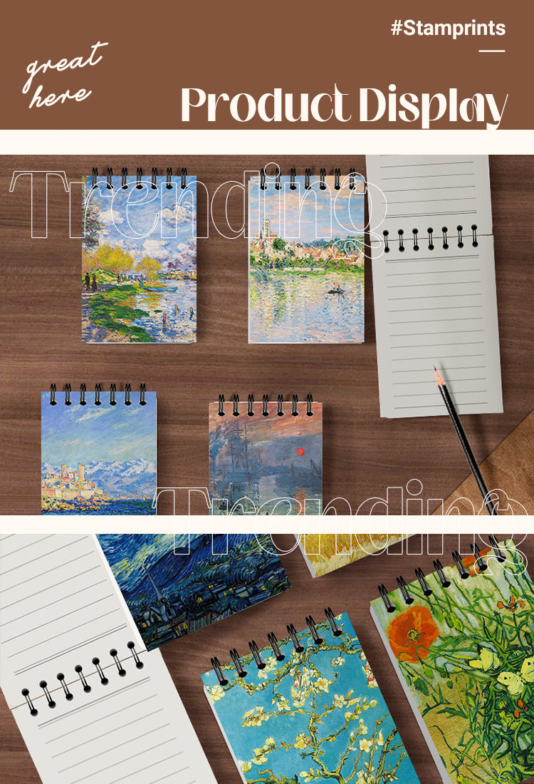 5Monet & Van Gogh Famous Painting Cover Pocket-Sized A7 Spiral Notebook1