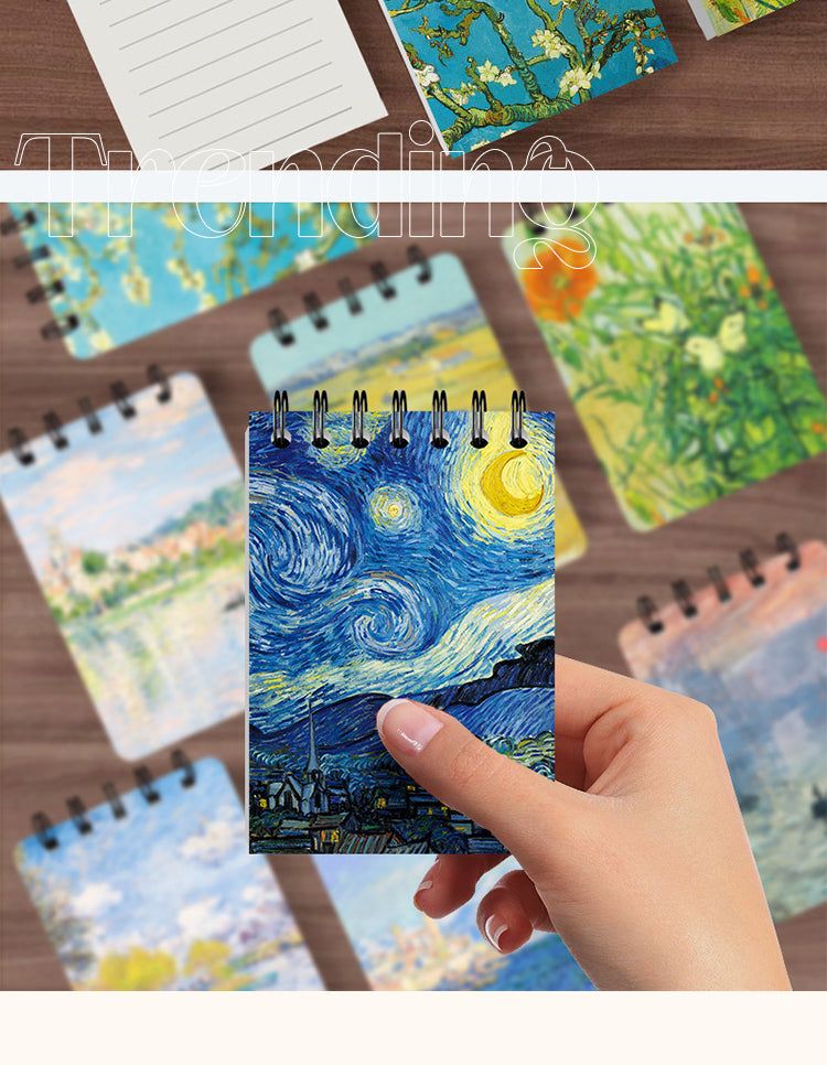 5Monet & Van Gogh Famous Painting Cover Pocket-Sized A7 Spiral Notebook2