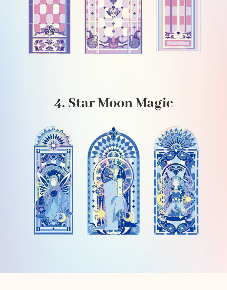 5Moonlight Crystal Window DIY Collage Card PET Stickers10