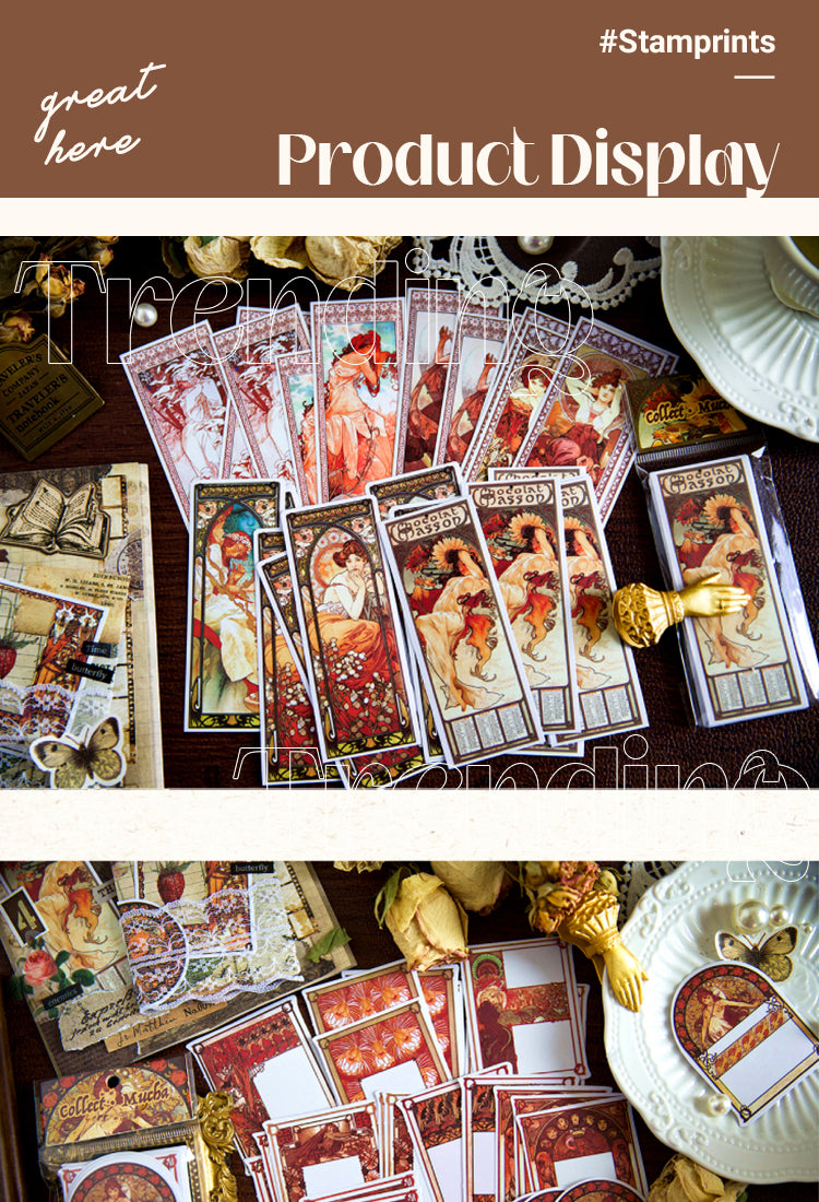 5Mucha Collection Retro Characters Sticker Pack-Elegant Women, Church Windows1