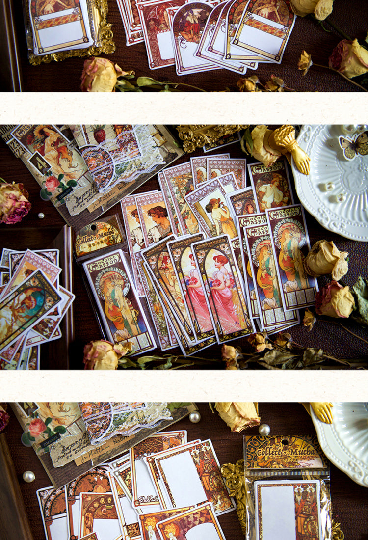 5Mucha Collection Retro Characters Sticker Pack-Elegant Women, Church Windows2