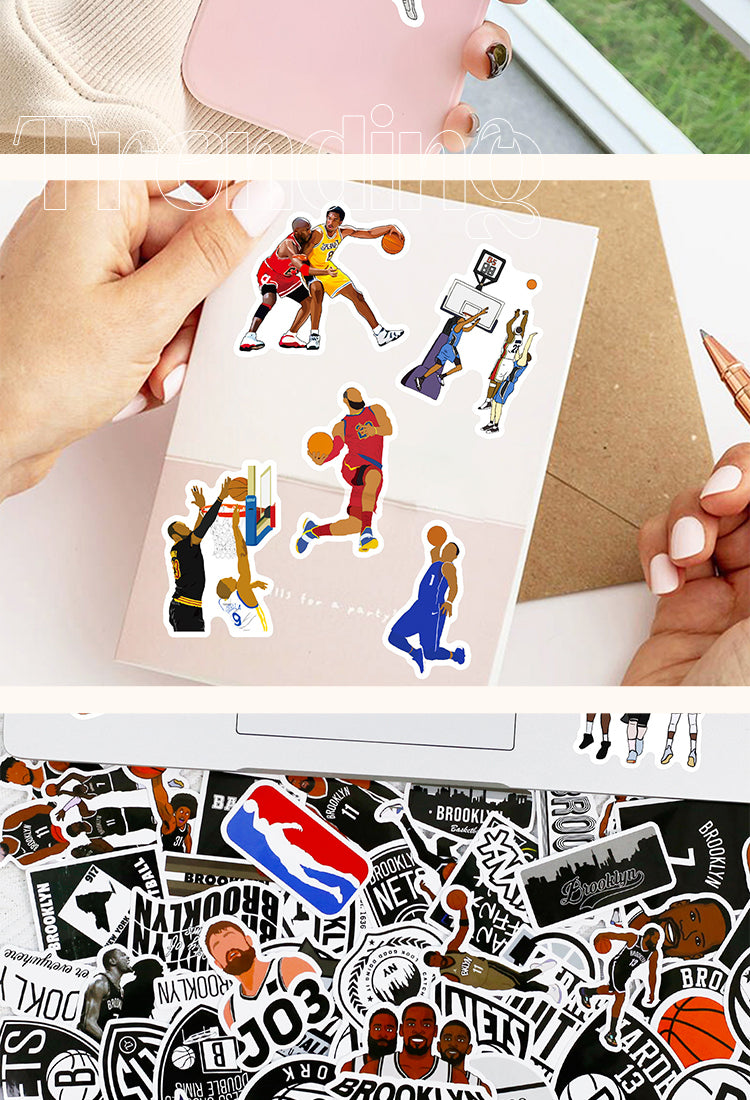 5NBA Series Cartoon Graffiti Basketball Team Logo Stickers2
