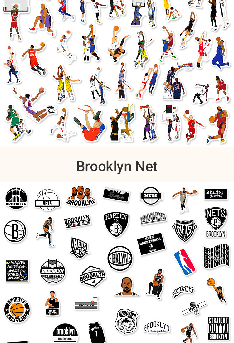 5NBA Series Cartoon Graffiti Basketball Team Logo Stickers6