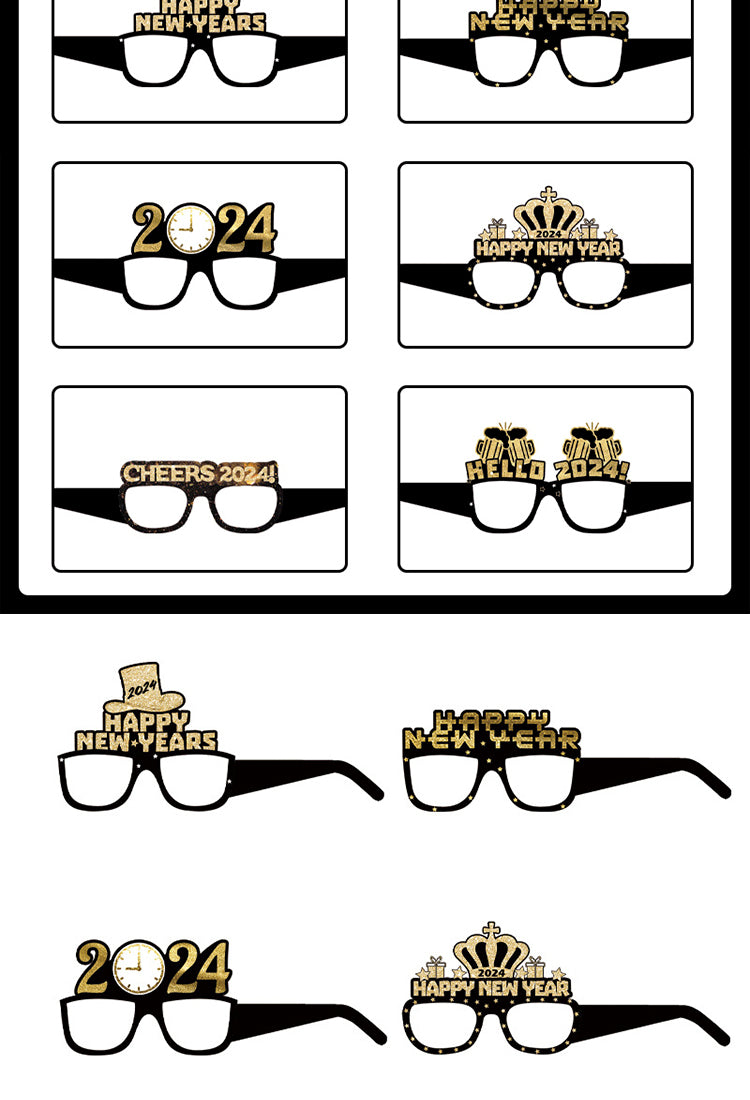 5New Year Black Gold 3D Glasses Scrapbook Paper2