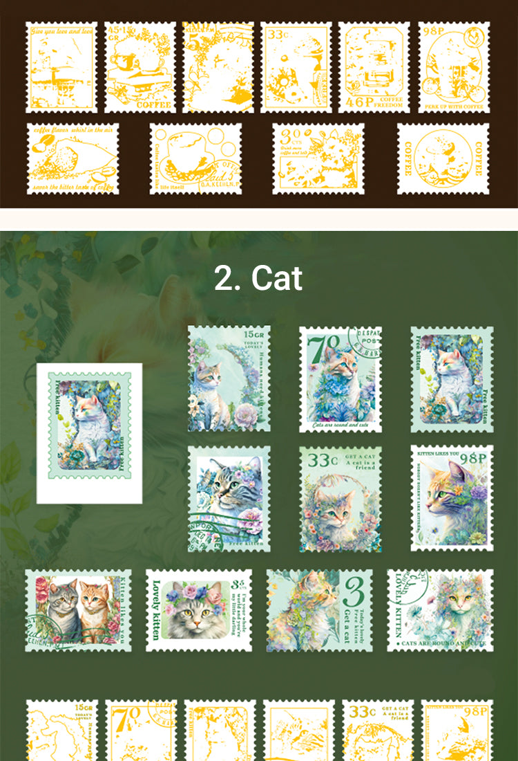 5Nostalgic Square Colored Stamp Shell Light PET Sticker6