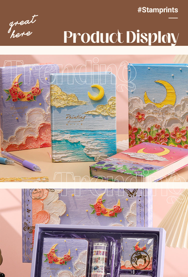 5Oil Painting Journal Set in Sky and Moon Gift Box1