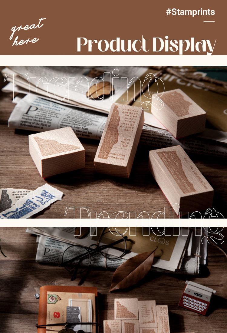 5Old Newspaper Series Vintage English Wooden Rubber Stamp1