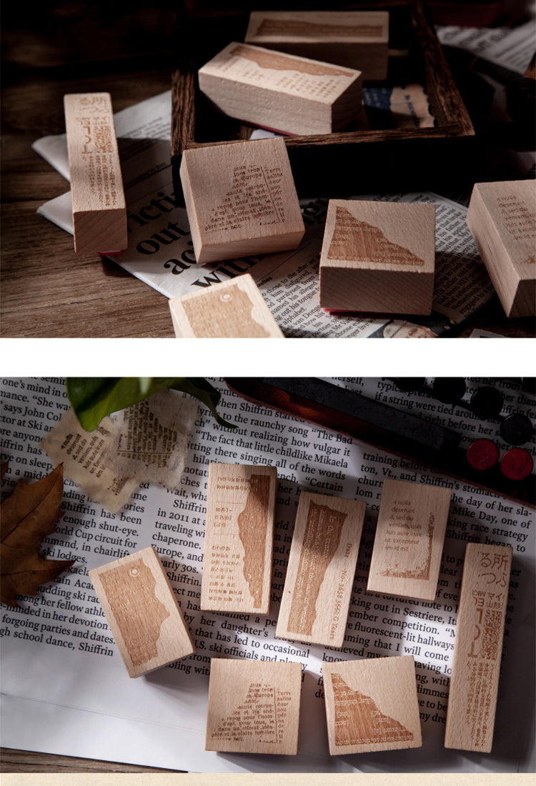 5Old Newspaper Series Vintage English Wooden Rubber Stamp7