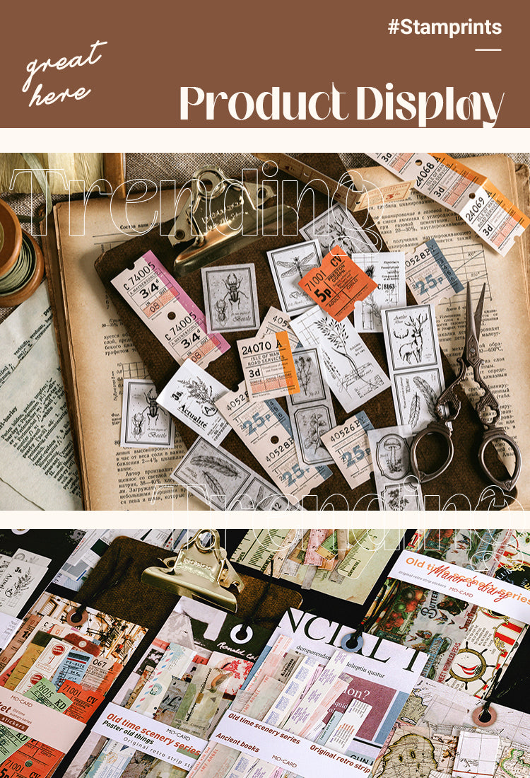 5Old Time Long Strip Vintage Plant Notes Sticker Pack1