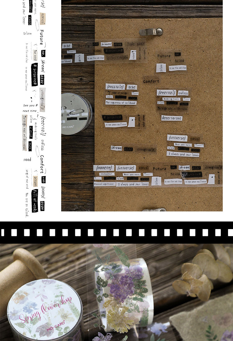 5PET Decorative Tape - Words, Flowers, Film, Manuscript9