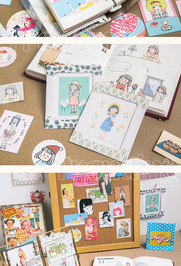 5People Coated Paper Stickers - Girl, Teen, Poster, Garden2