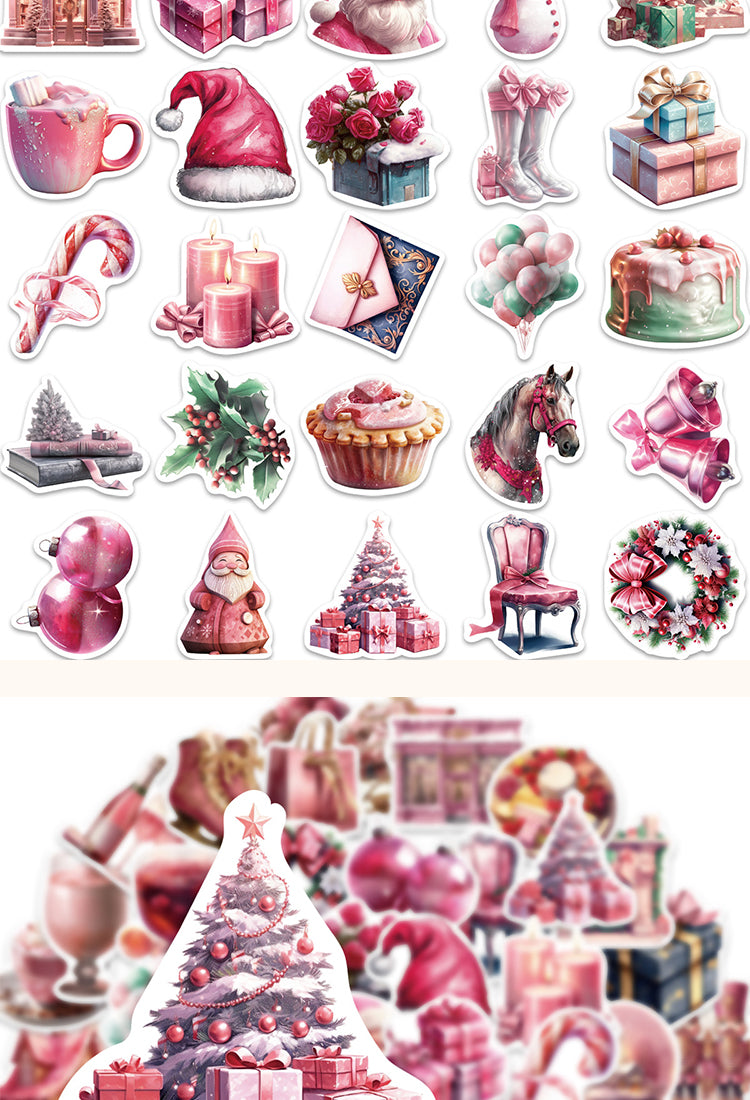 5Pink Cartoon Christmas Vinyl Stickers2