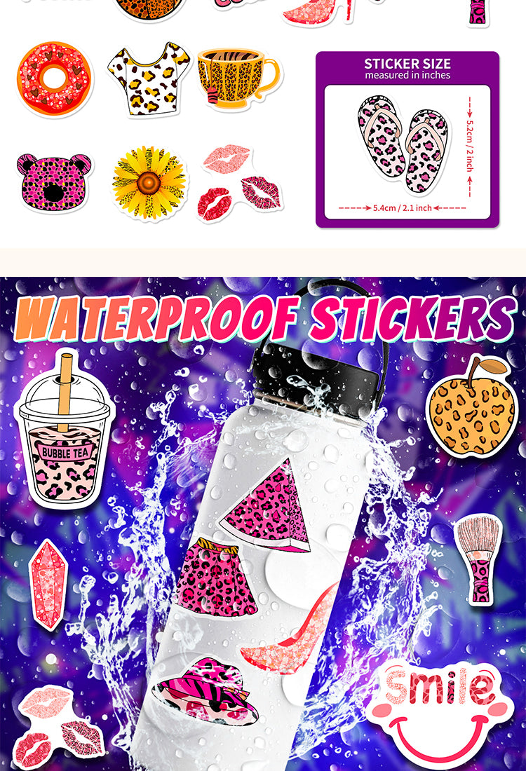 5Pink Leopard Print Vinyl Decorative Stickers3