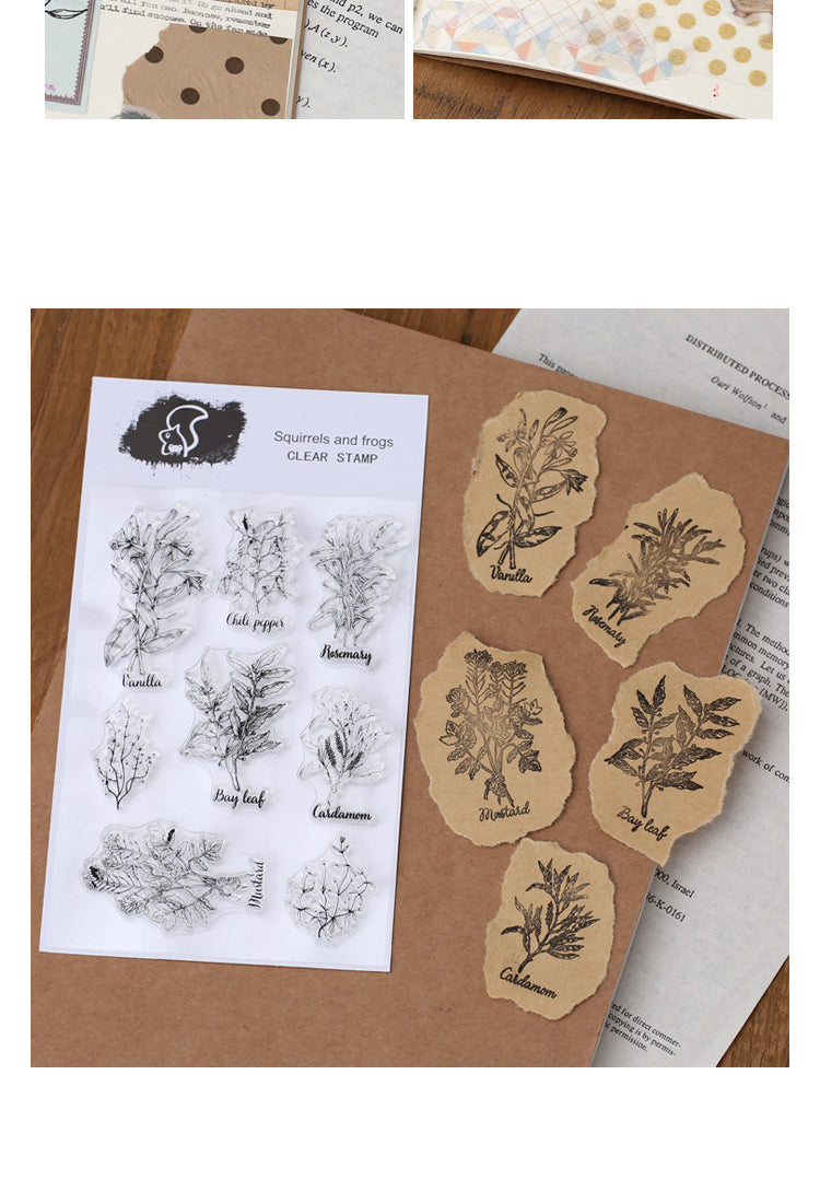 5Plant Transparent Silicone Stamp - Leaves, Fern, Vanilla5
