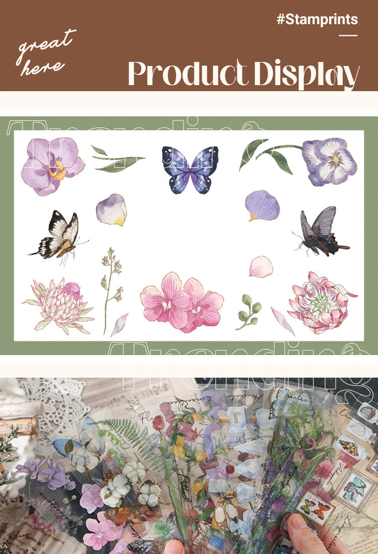 5Plant and Butterfly PET Clear Sticker1