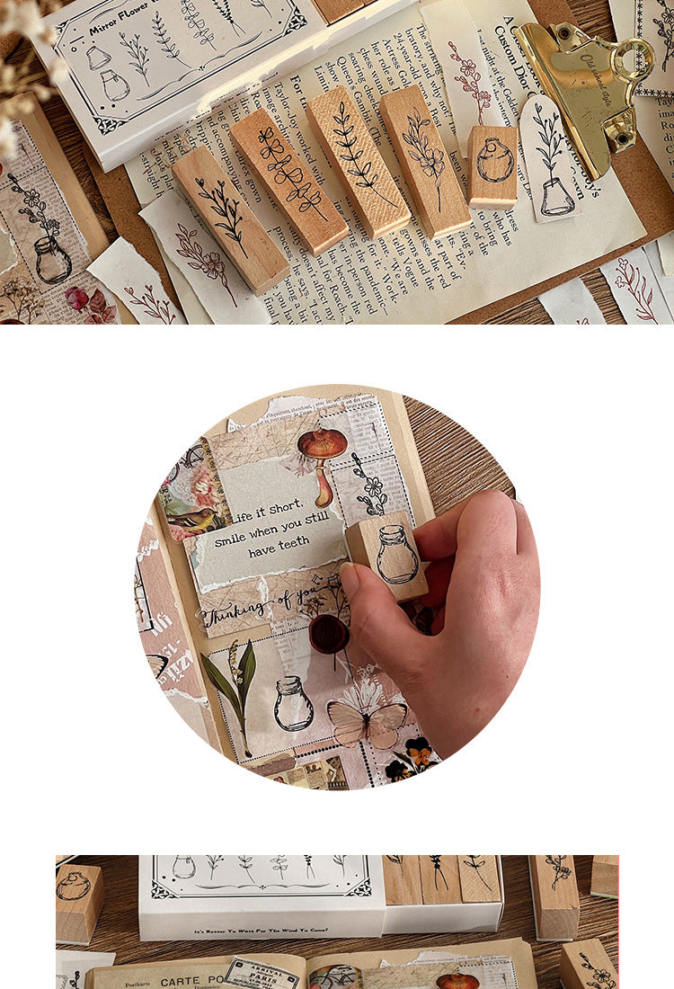 5Plants and Bottles Wood Rubber Stamp Set (7 Pieces)3