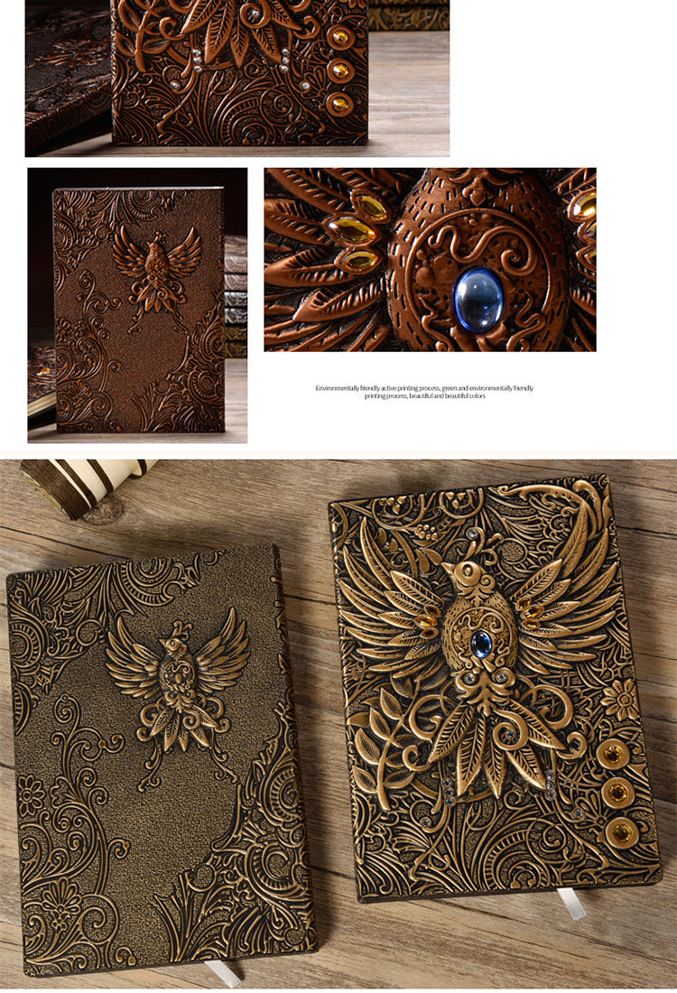 5Retro 3D Relief Bird PU Leather Notebook2