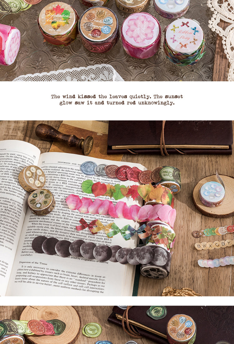 5Retro Bazaar Irregular Shape Stickers - Petals, Wax Seals, Ribbons4