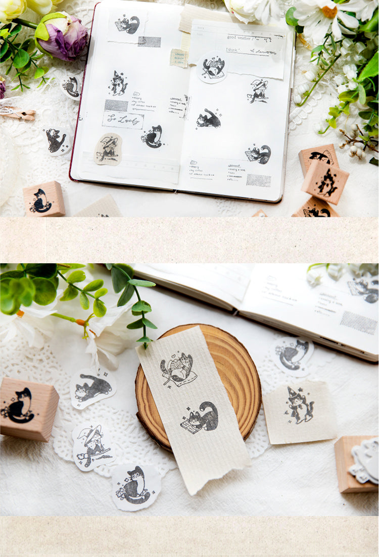 Ready Made Rubber Stamp - Cat Series Cute Animal Wooden Ruber Stamp