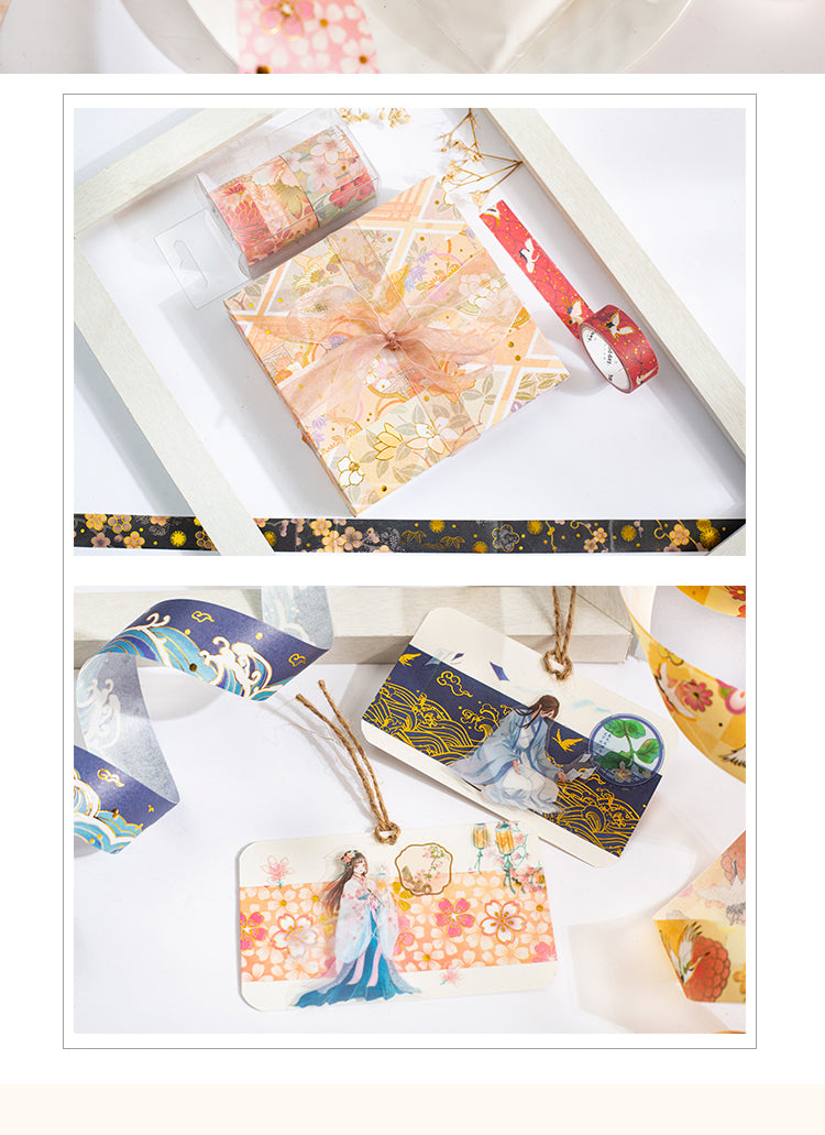 5Retro Chinese Style Brocade Cloud Adhesive Washi Tape Set4