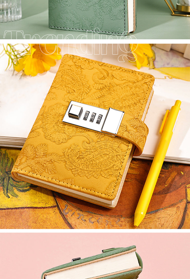 5Retro Lace Embossed Password Combination Diary Notebook2