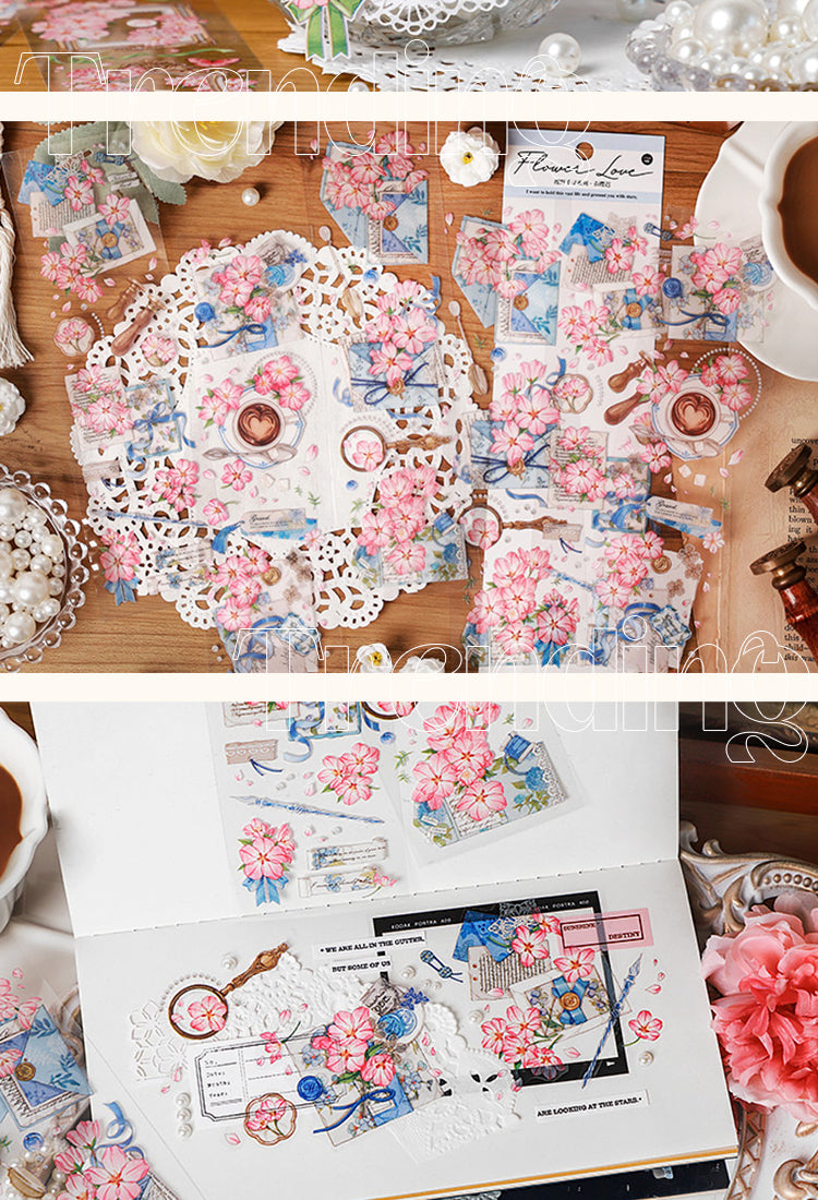 5Romantic Pink Sakura Flower PET Stickers4
