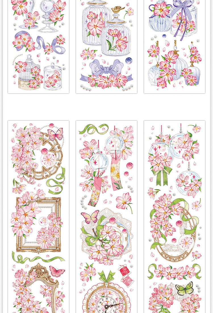 5Romantic Pink Sakura Flower PET Stickers6