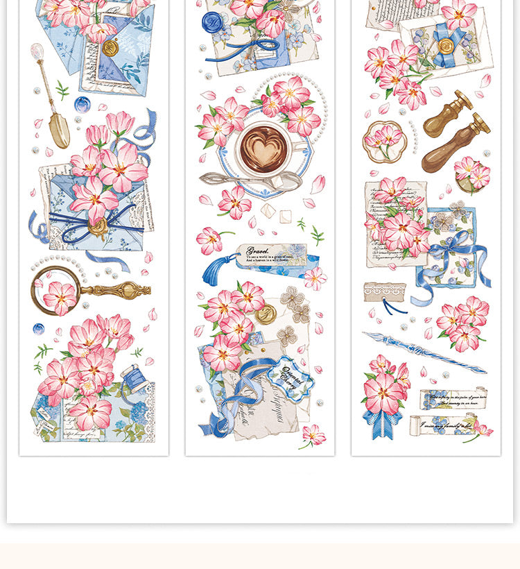 5Romantic Pink Sakura Flower PET Stickers8