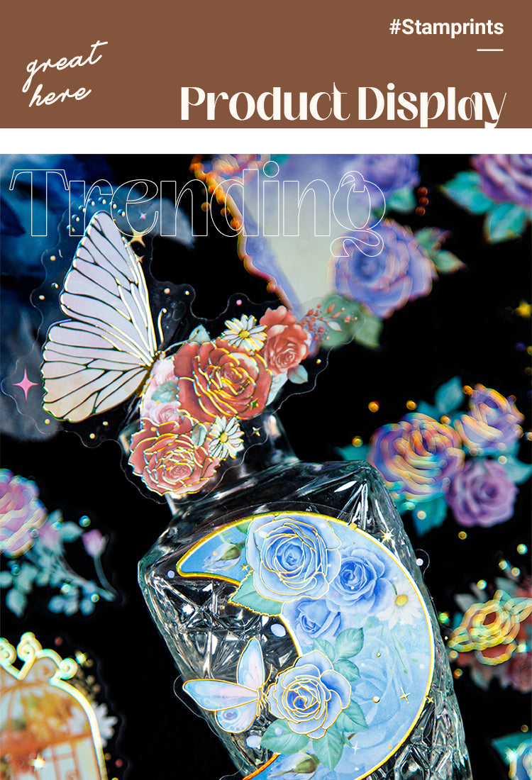 5Rose Holographic PET Stickers - Window, Moon, Butterfly, Bottle1