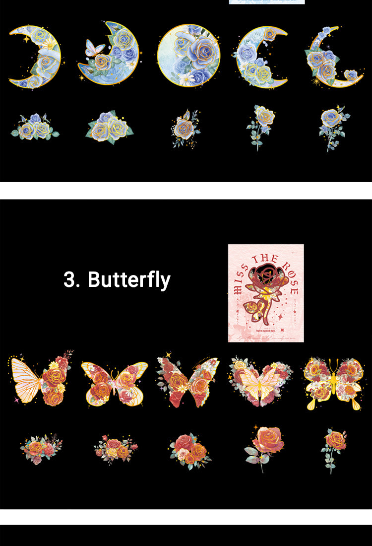 5Rose Holographic PET Stickers - Window, Moon, Butterfly, Bottle4