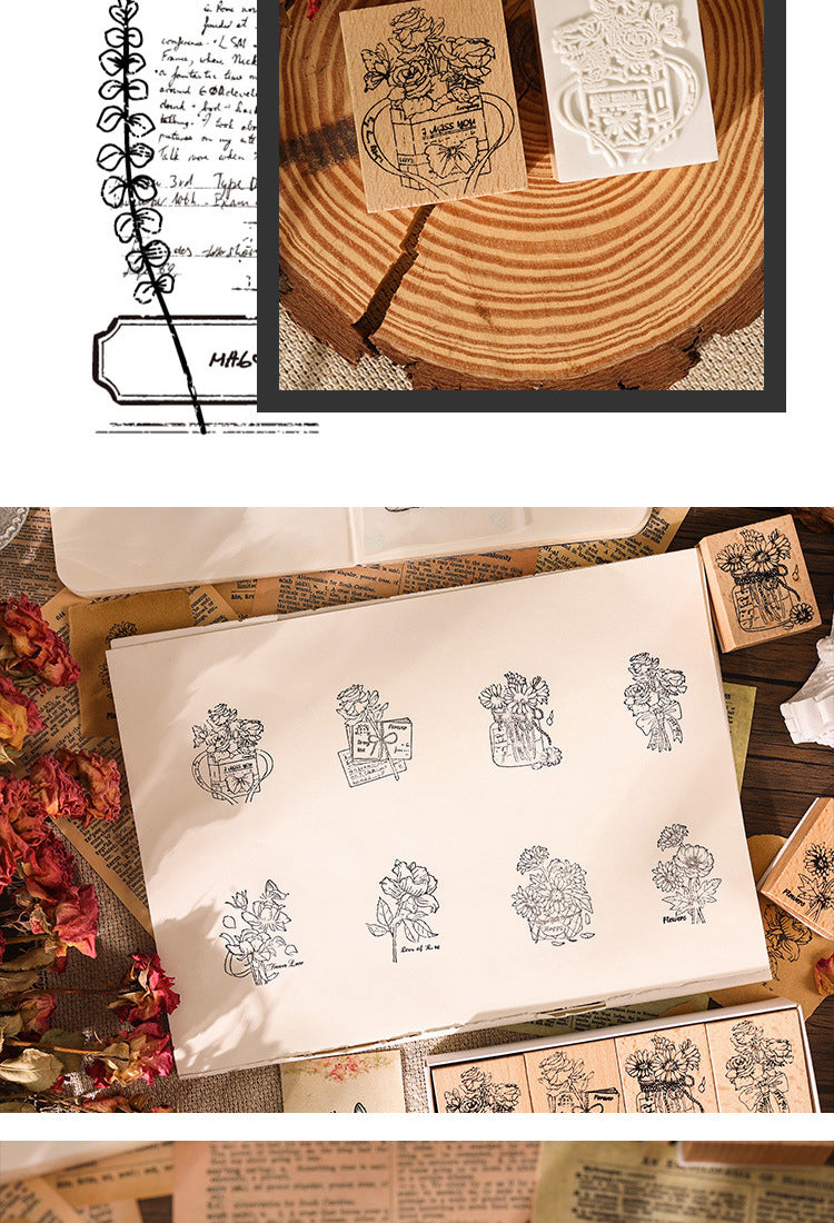 5Rose Room Series Plant Wooden Rubber Stamp3