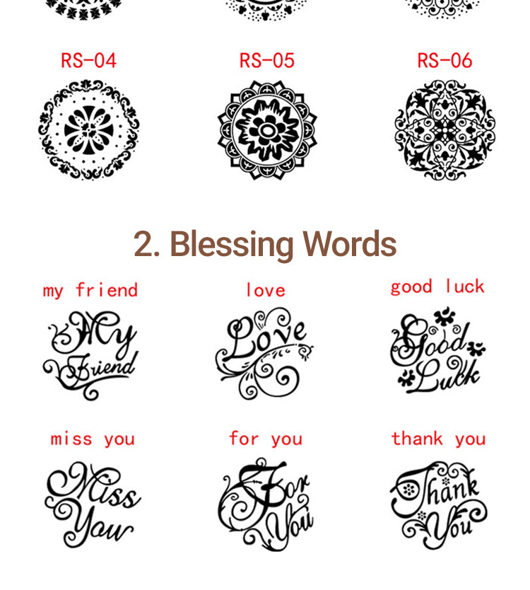 5Round Wood Rubber Stamp Set - Lace, Greeting4