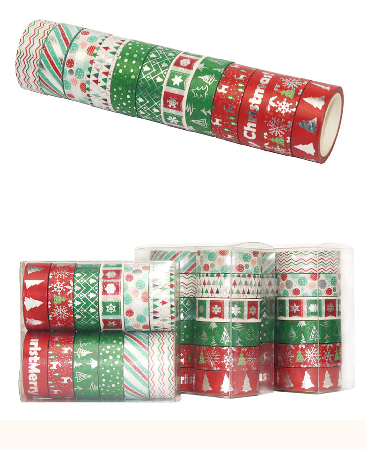 5Silver Foil Christmas Washi Tape Set - 12 Rolls2