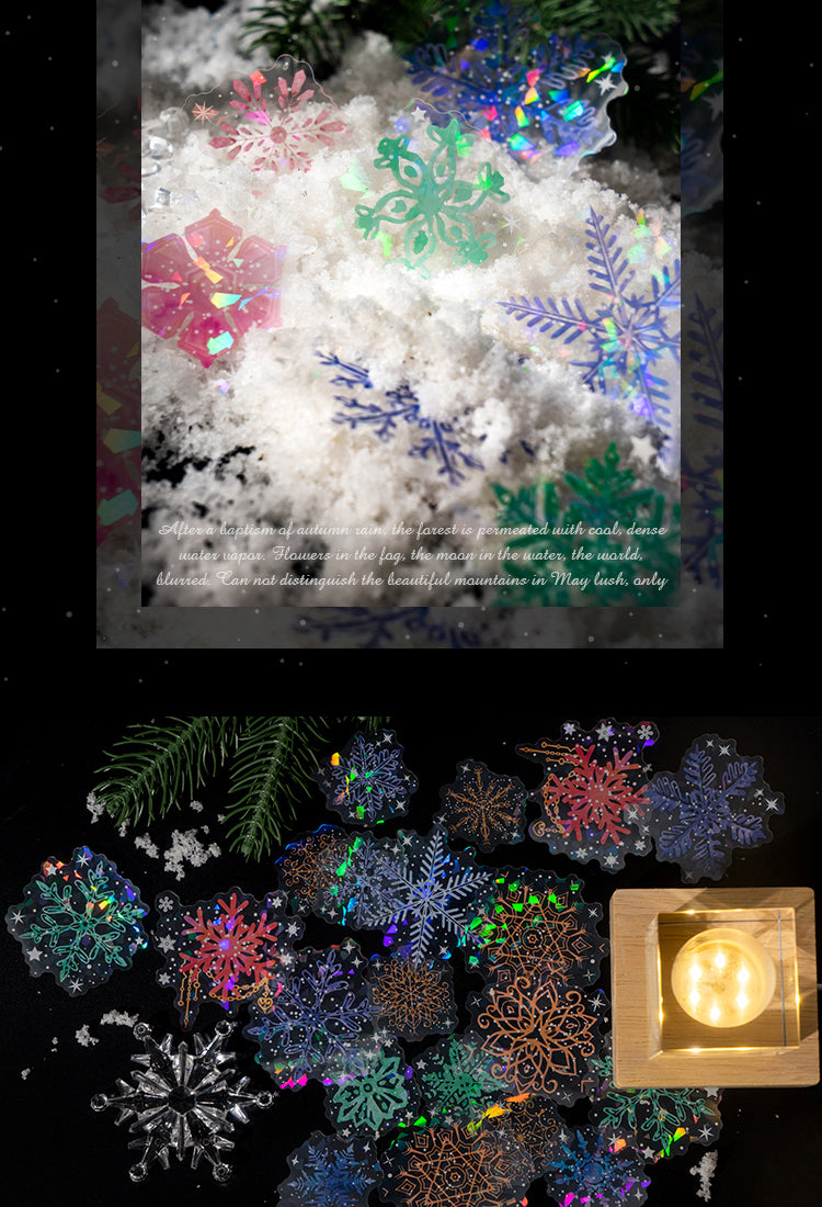 5Snowy Night Snowflake Stickers - Christmas, Winter, Snow5
