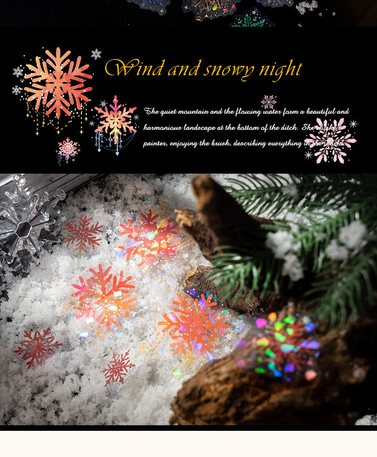 5Snowy Night Snowflake Stickers - Christmas, Winter, Snow6