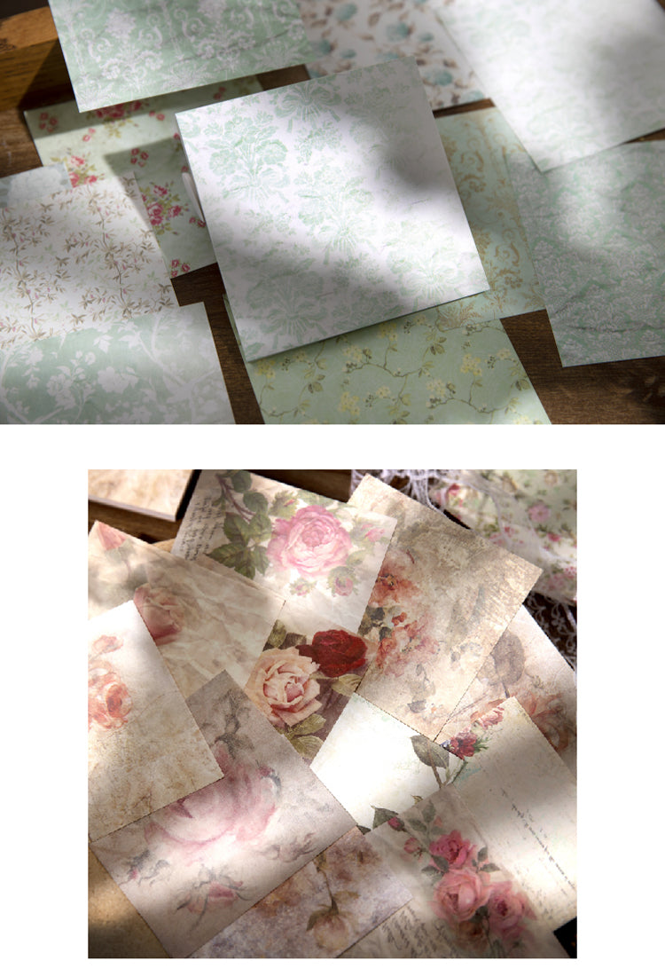 5Square Vintage Floral Scrapbook Paper3