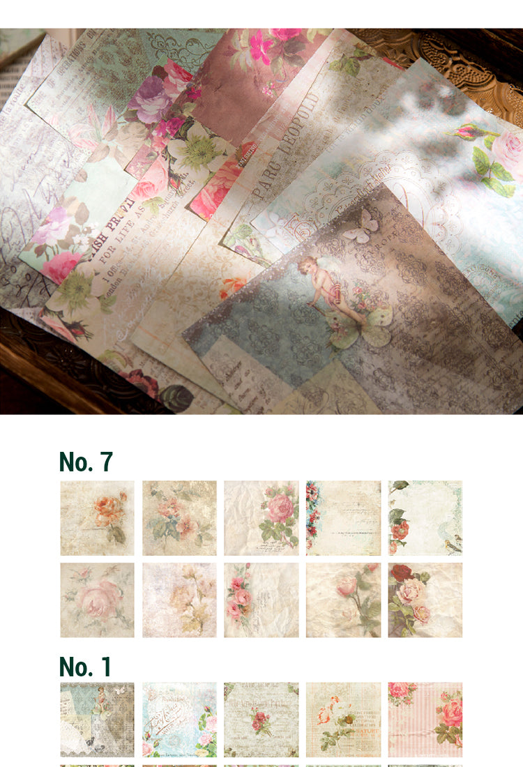 5Square Vintage Floral Scrapbook Paper4