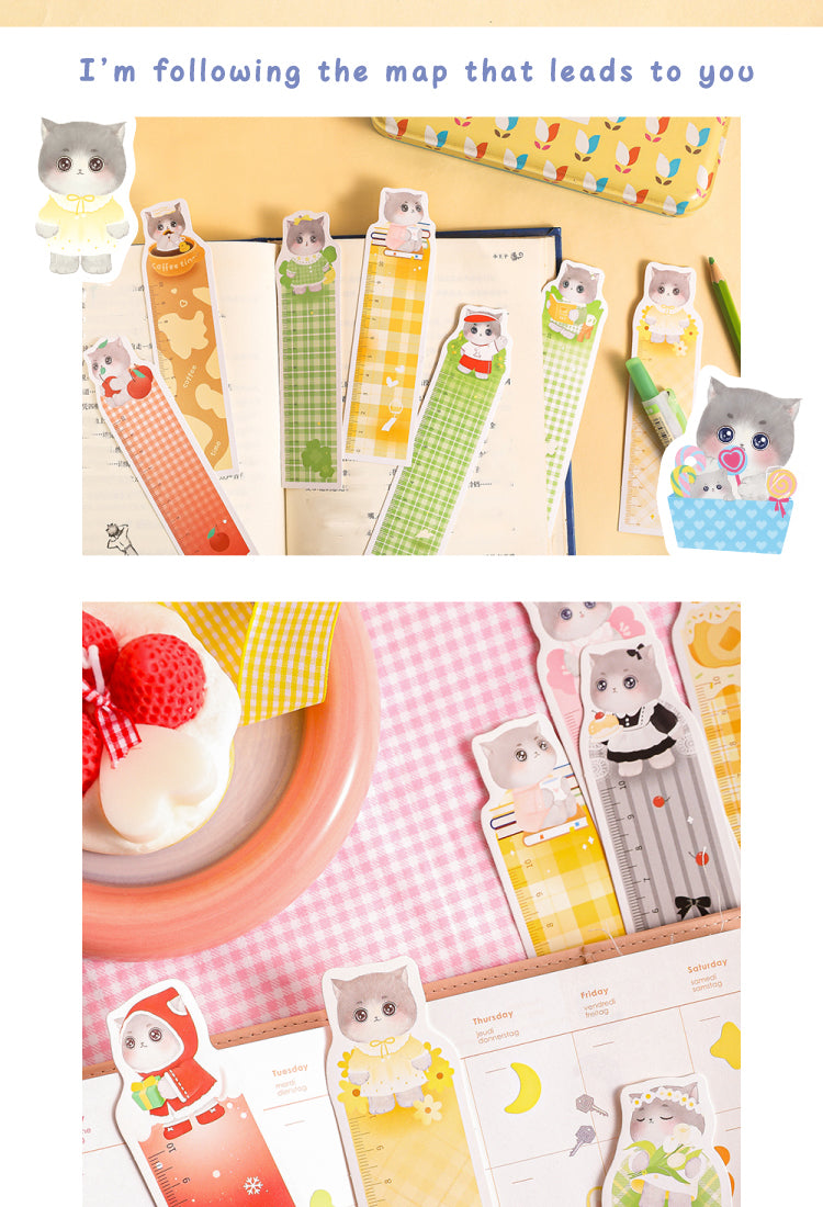 5Sweetheart Cute Cat Boxed Ruler Bookmarks5