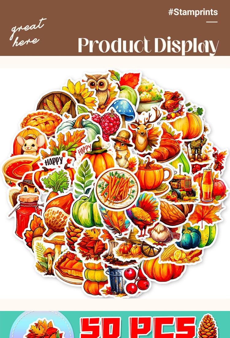 5Thanksgiving Pumpkin Turkey PVC Sticker1