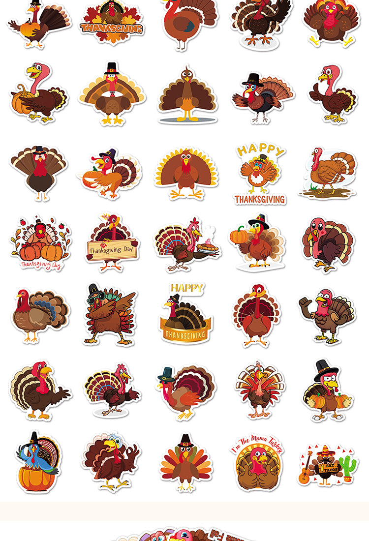 5Thanksgiving Turkey PVC Sticker 100PCS3