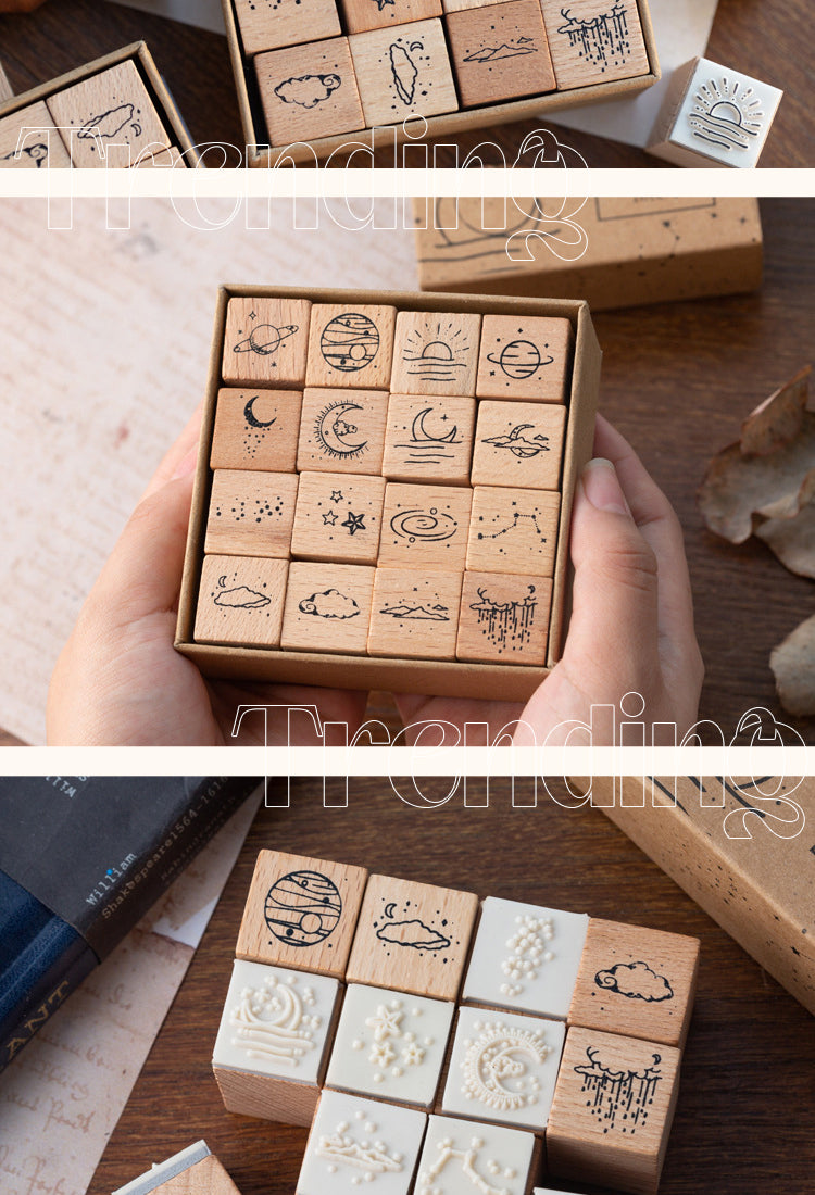 5The Moon and Sixpence Series DIY Decorative Wooden Rubber Stamp Set2