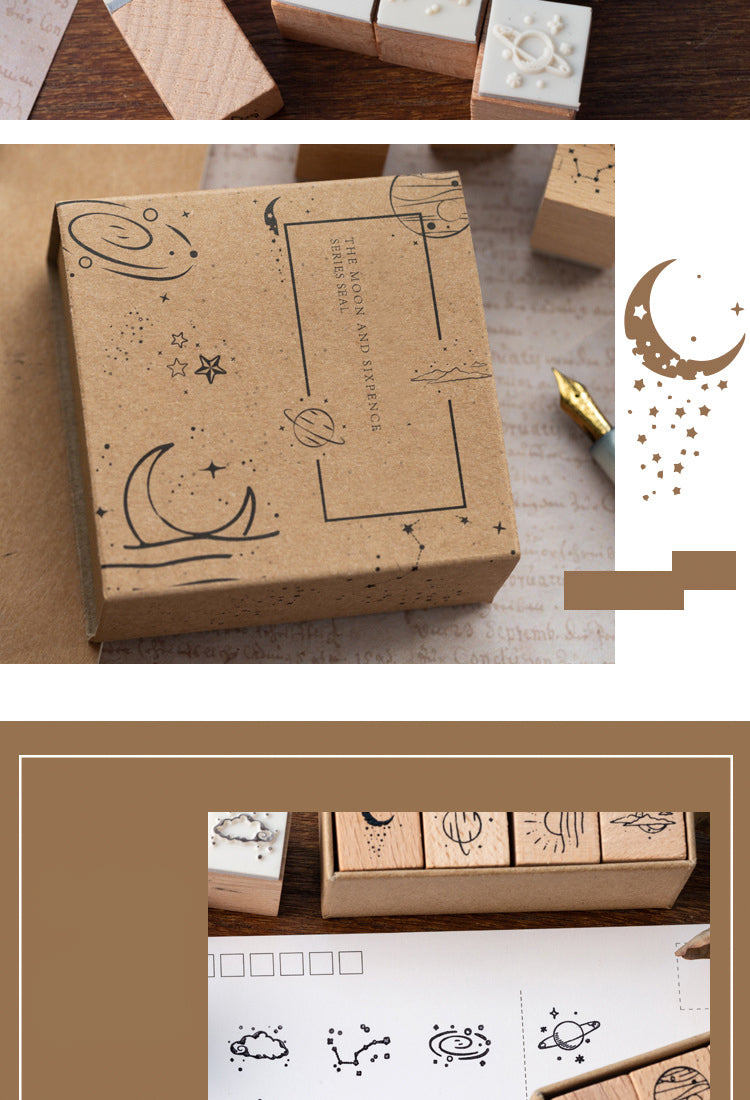 5The Moon and Sixpence Series DIY Decorative Wooden Rubber Stamp Set3