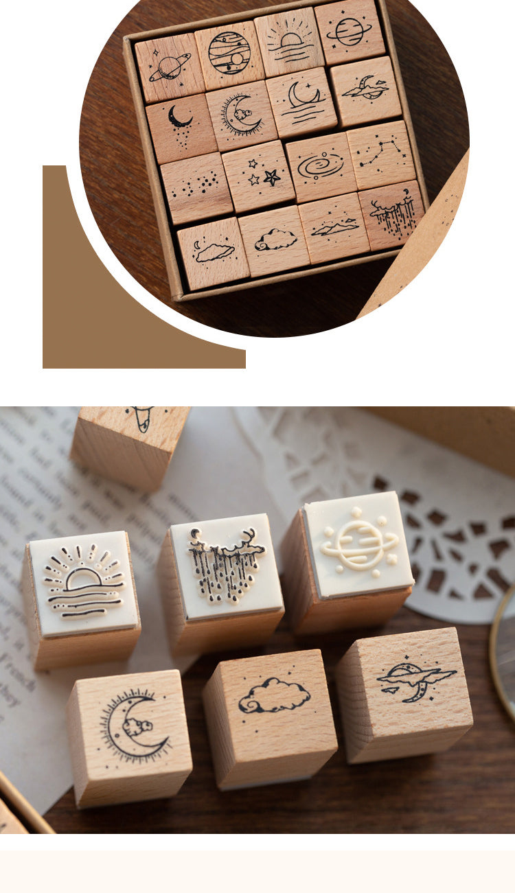 5The Moon and Sixpence Series DIY Decorative Wooden Rubber Stamp Set5