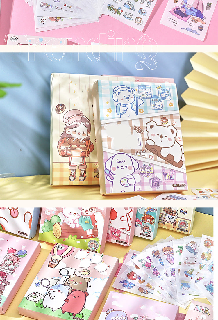 5Time Flies Cute Cartoon Boxed Washi Stickers2