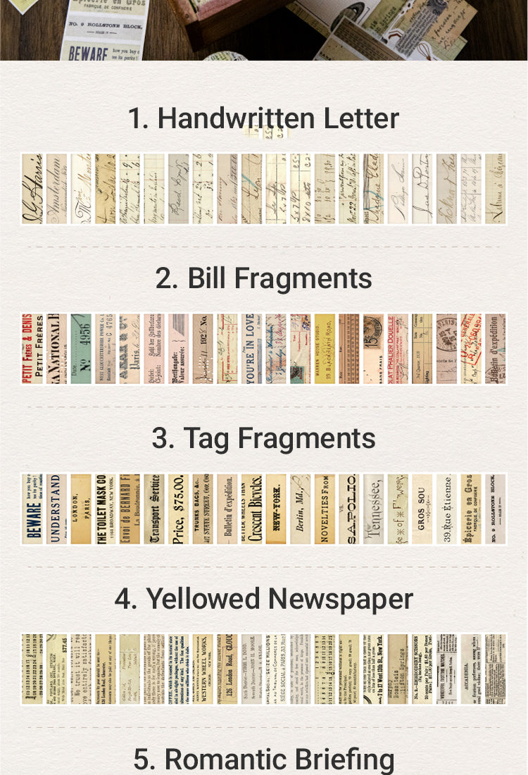 5Time & Note Retro English Washi Tape4