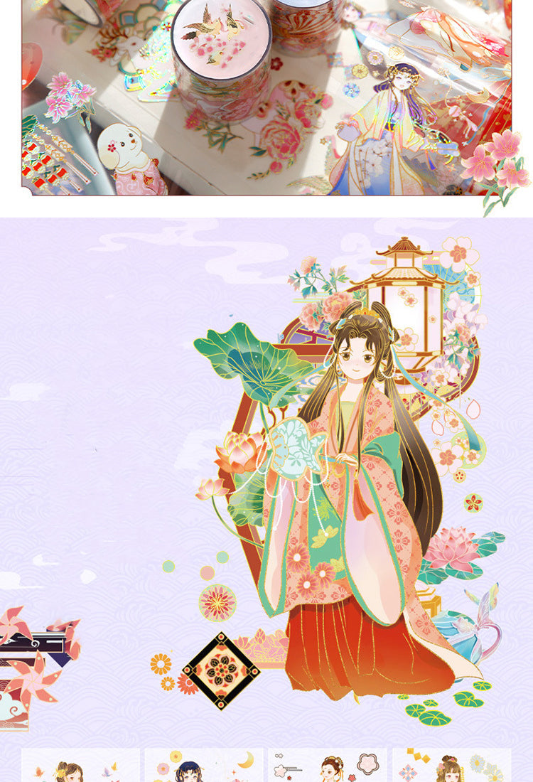 5Traditional Ancient Chinese Style Cartoon Girl Collage Decorative Tape6