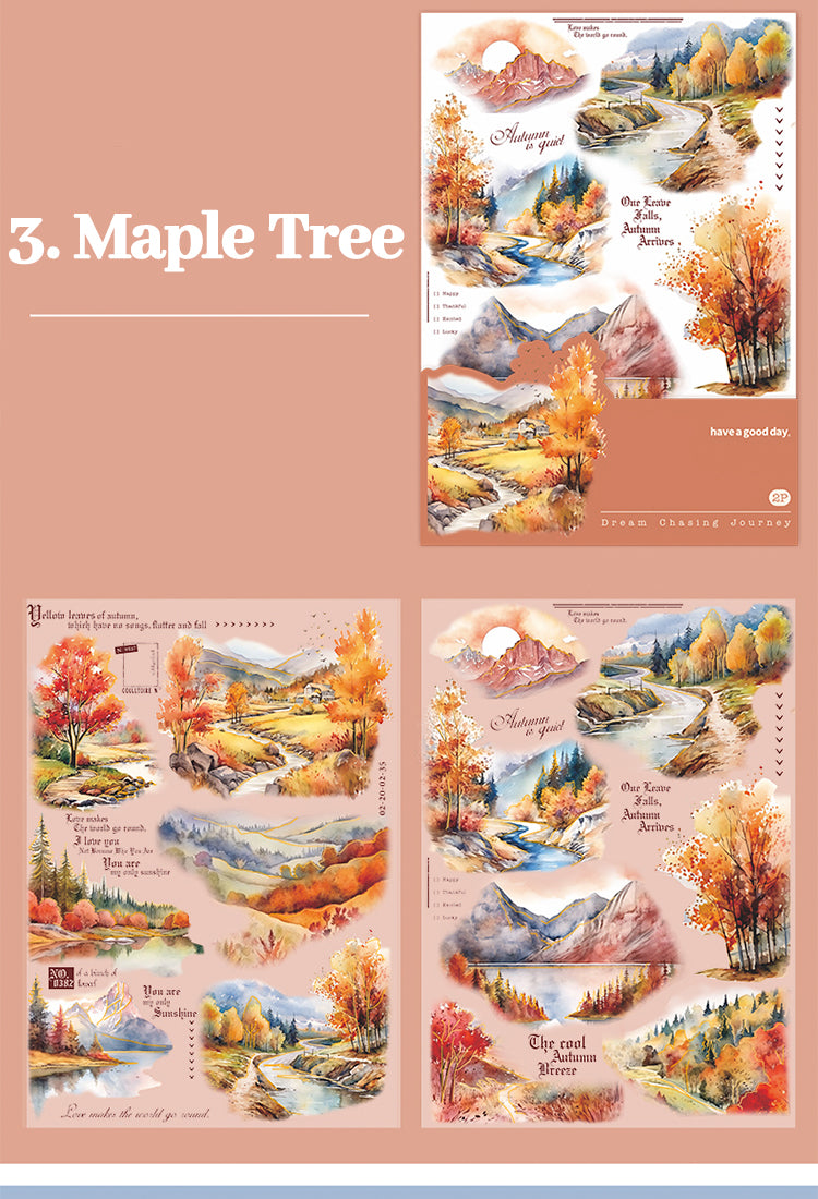 5Travel Scenery PET Stickers - Beach, Maple Tree, Lake, Forest, Sunrise6