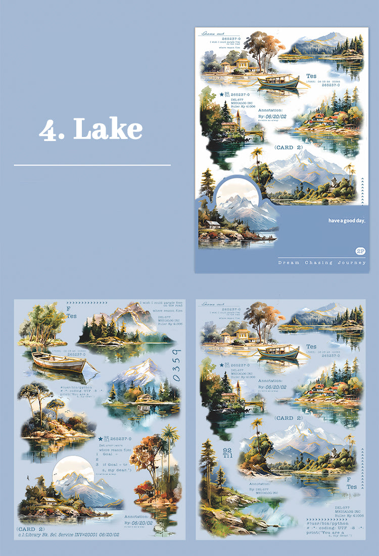 5Travel Scenery PET Stickers - Beach, Maple Tree, Lake, Forest, Sunrise7