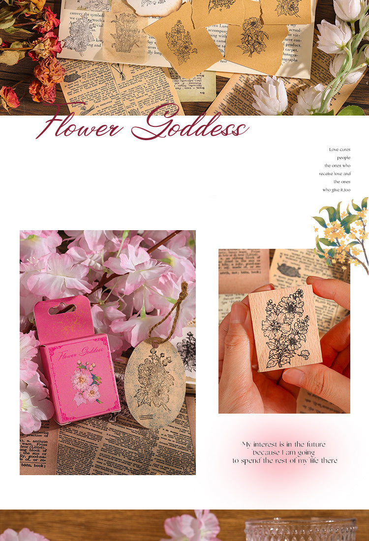 5Twelve Flower Gods Series Vintage Flower Wooden Rubber Stamp4